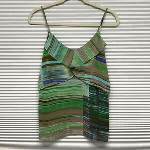 CAbi Green Pattern Flutter Cami Style #605 Size XS